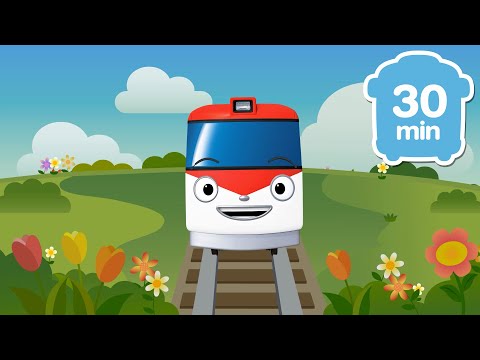 Wheels on the Train and more | 30min Train Nursery Rhymes | Tayo Songs for Children