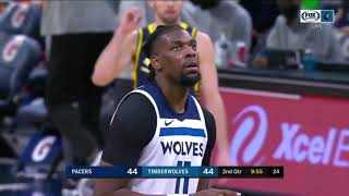Naz Reid Posterize on Doug McDermott Indiana Pacers at Minnesota Timberwolves