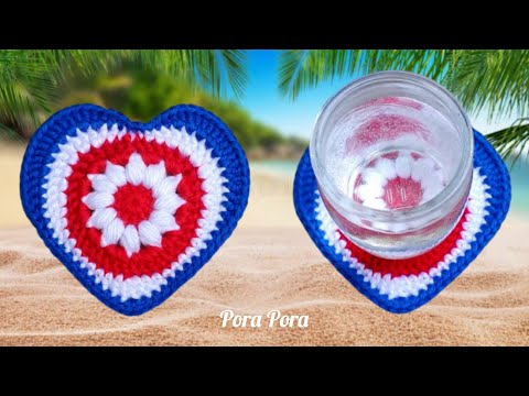 Crochet American Flag Heart I Crochet 4th Of July I Crochet Heart Coaster