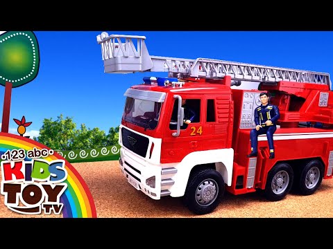 Big fire truck. We extinguish the fire together with firefighters