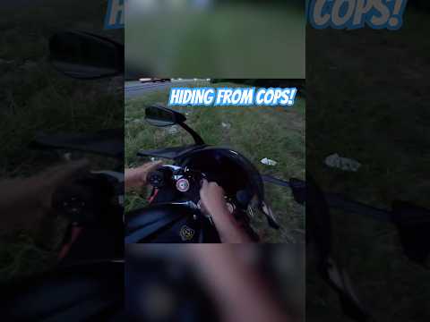 Biker hides in a ditch and somehow it actually works 😱 (via doomed.1100/ig)