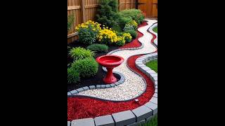 Elegant Backyard Garden with Vibrant Pathway Design #home #eleganthomes #homedecorideas #poolgarden