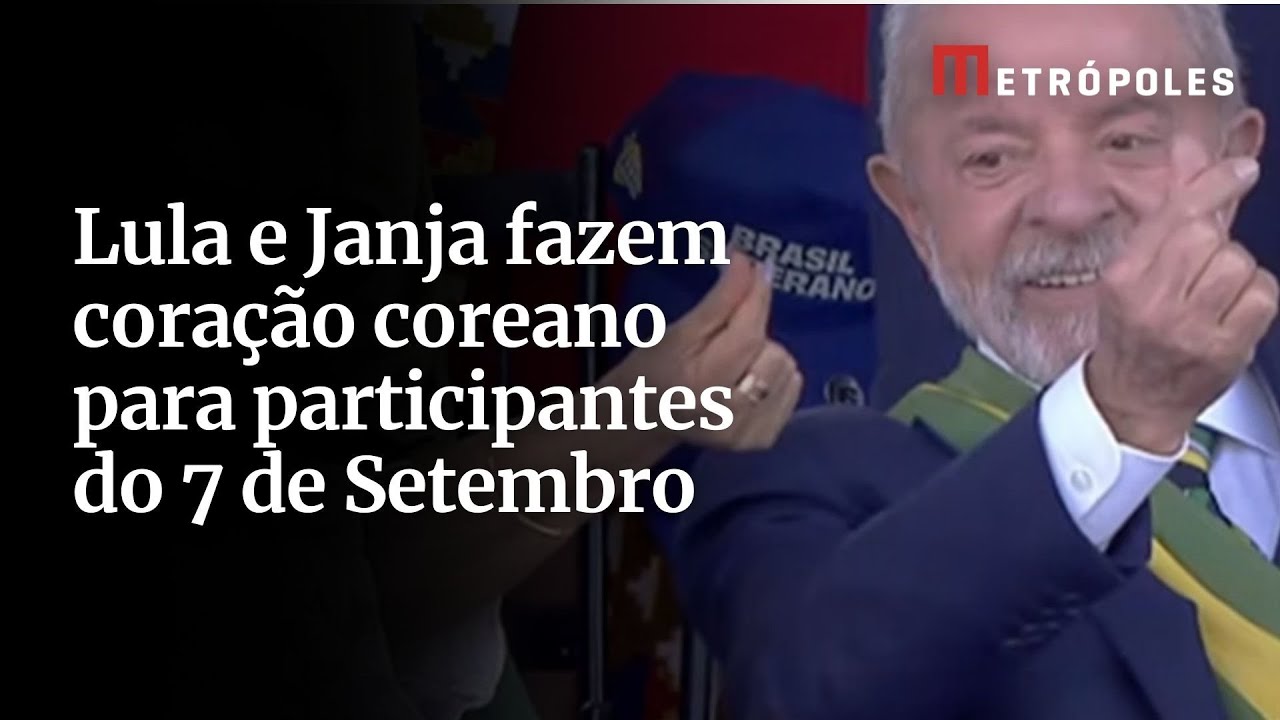 Lula e Janja fazem coração coreano para participantes do 7 de Setembro