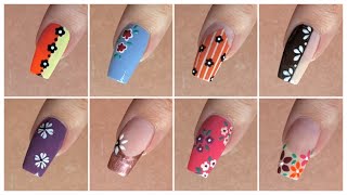 Top 8 Easy flower nail art designs with household items || Nail art 2025