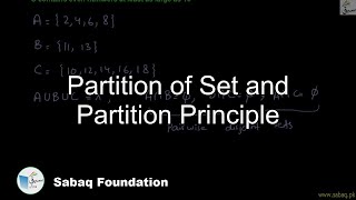 Partition of Set and Partition Principle