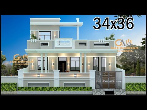 34 X 36 Built Up Area House Design,  East Facing House Design With Vastu, Gopal Architecture
