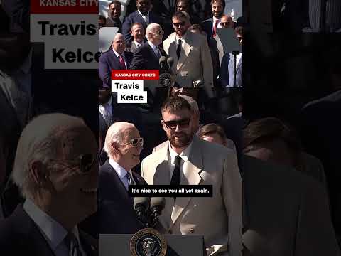 Travis Kelce tried to speak at the White House podium last year. Here’s what happened this time
