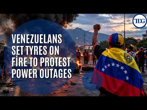 Venezuelans set tyres on fire to protest electricity outage