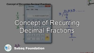 Concept of Recurring Decimal Fractions