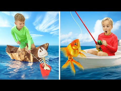 Défi de pêche en bateau pour enfants