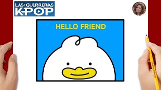 Cómo dibujar una tarjeta Hello Friend | Las Guerreras KPop Dibujos | Dibujos Felices