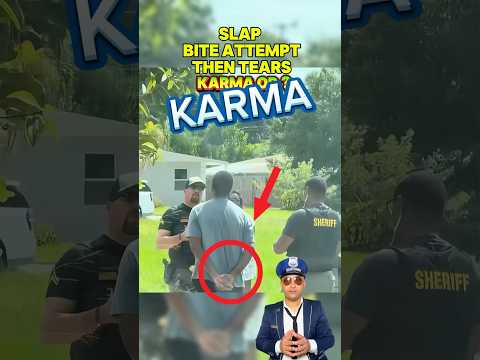 Dude vs cop: slap, bite attempt, then tears. #karma #officer #police