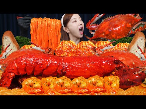 랍스터 🦞 통으로 들어간 해물 잔뜩 불닭 크림파스타 먹방 레시피 Lobster Seafood Buldak Cream Pasta Recipe Mukbang ASMR Ssoyoung