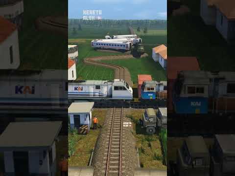 Kereta Api Melintasi Rel Persilangan Adu Lokomotif #railtrack #railroad #railway #train