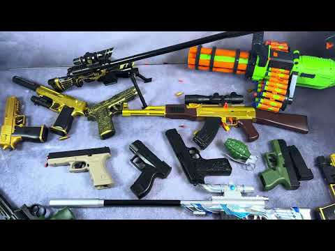 TOY GUNS !!! AWM SNIPER RIFLE, GATLING GUN , AK47, DESERT EAGLE, GLOCK, MAGNUM & SLİNCER WEAPONS