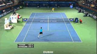 Roger Federer- Spectacular No Look Forehand vs. Marcel Granollers Dubai 2011