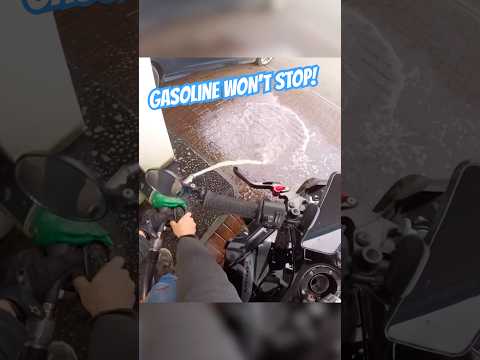 Gas pump won’t shut off and pours all over biker’s motorcycle 😱 ​⁠​⁠@QSGPRODUCTIONS1