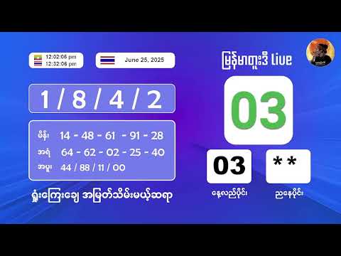 6/25/2025 မနက်ပိုင်း တိုက်ရိုက်ထုတ်လွှင့်မှု‌ #2nd #2dlive #ahkyan  #live #2dmyanmar #lotterylive