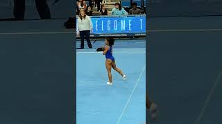 Jordan Chiles warming up for her floor routine back when competing at UCLA gymnastics