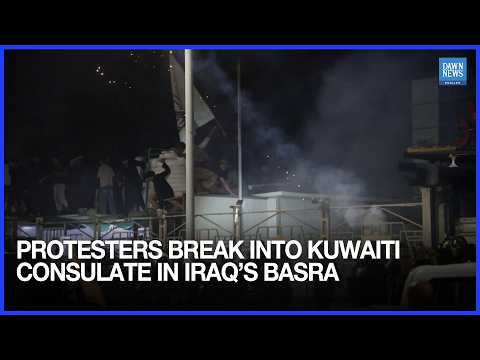 YouTube video thumbnail: Protesters Break Into Kuwaiti Consulate In Iraq’s Basra After Rocket Attack