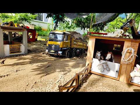 Máy Xúc Múc Đất Sau Chuồng Ngựa, Xe Ben Vượt Núi Vận Chuyển Vào Nông Trại