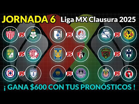 PRONÓSTICOS JORNADA 6 Liga MX CLAUSURA 2025