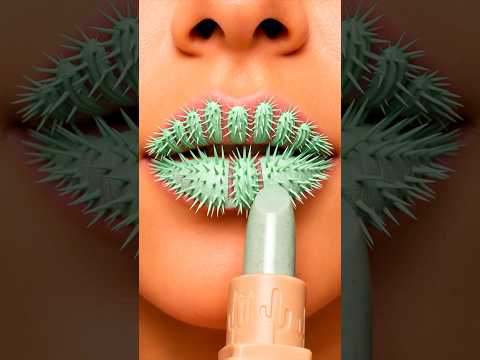 Cactus vs. Slime vs. Glitter Lipstick #funny #shorts by Arina Sun UA