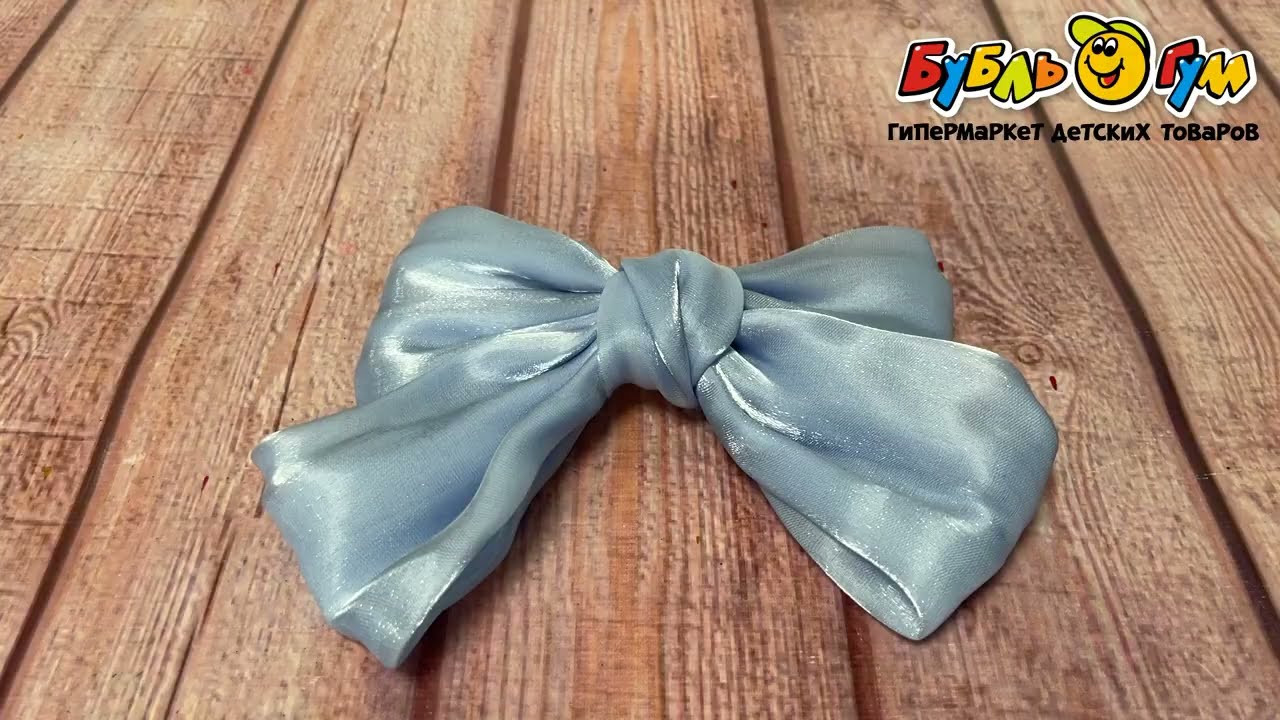 Заколка автоматическая бант блестящий голубой - видео