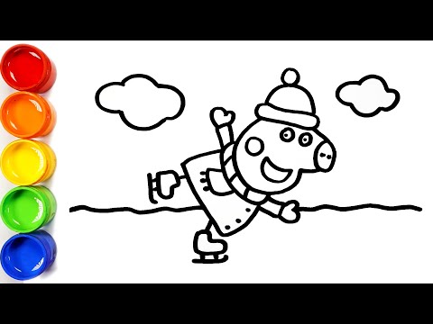 Cara Menggambar dan Mewarnai Skating Peppa Pig 🐷🐷🐷 Sunny Colors