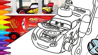 CARS 3 Lightning McQueen Color Change Crash & Tire Fix + Garage Drawing Fun! | Tim Tim TV