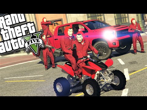 GTA 5 TRABAJOS - ILEGALES  ATRACO CASA PAPEL EN TOYOTA 4X4 +QUAD EPIC"|GamerMachineWorld