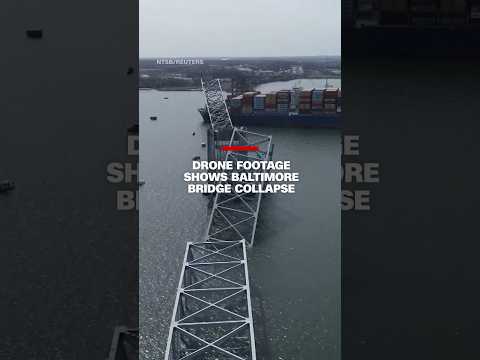 Drone footage shows collapsed Baltimore bridge