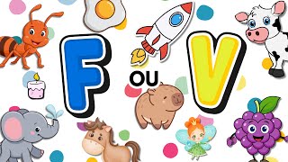 Aprender a escrever - Completar palavras - Sons da letra F e V - Vídeo educativo infantil