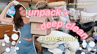 DEEP CLEAN MY MESSY ROOM WITH ME✨ unpack from college! + GIVEAWAY!