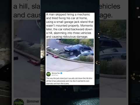 A man skipped hiring a mechanic and tried fixing his car at home, using a small garage jack stand