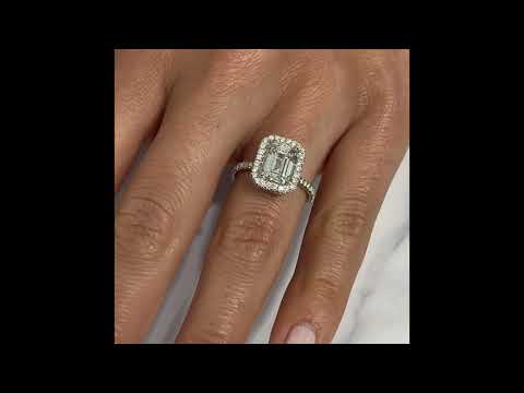 2.7 ct Emerald Cut Diamond Double Edge Halo Ring