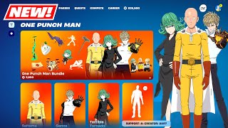NEW One Punch Man Skins & Emotes FULL BUNDLE Item Shop Showcase Fortnite(Saitama, Genos & Tatsumaki)