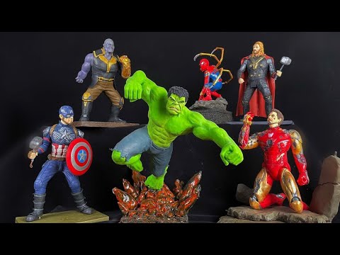 A compilation of clay sculptures of Marvel heroes made in the past year
