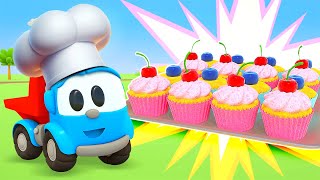 A feira do Léo, o caminhão! Vamos vender os muffins, biscoitos e pipoca! Cante com Léo, o caminhão!