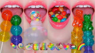 ASMR COLORFUL RAINBOW EMOJI FOOD 🌈 무지개 이모지 먹방 HONEY JELLY CANDY EATING SOUNDS MUKBANG