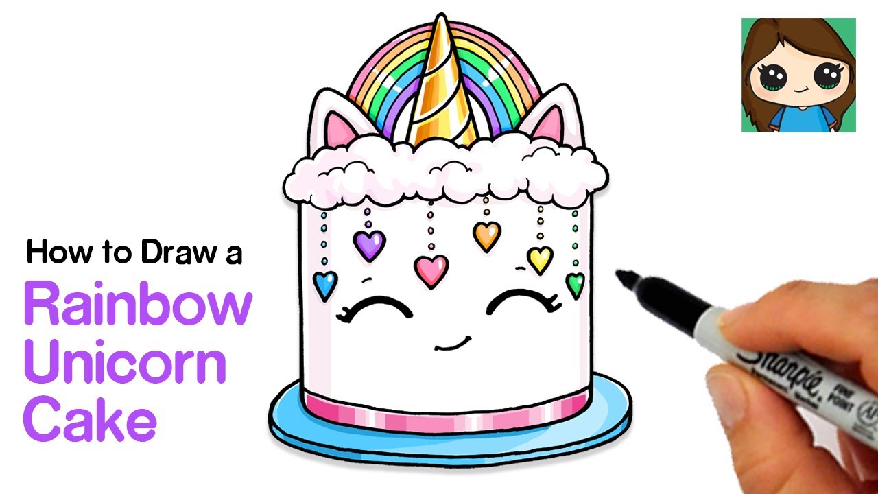 How to Draw a Rainbow Unicorn Cake