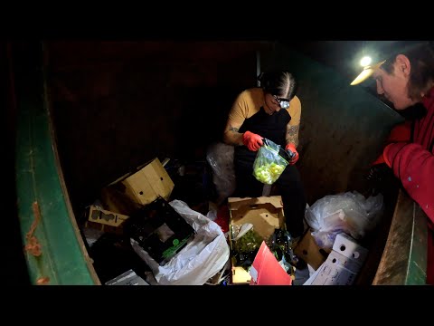 Dumpster Diving at Night – Food, Energy Drinks, and Cleaning Supplies!
