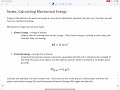 Energy Concepts and Calculations