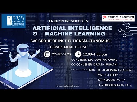 Free workshop on AI ML,SVS Group of Institutions, 27.09.2023