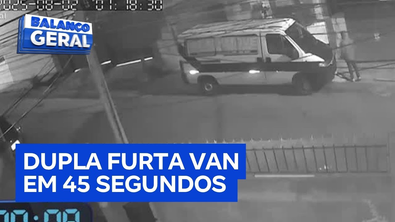 Criminosos levam 45 segundos para dar partida ligar e furtar van em São Paulo