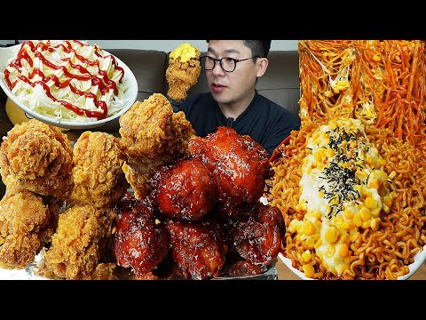 누구나 좋아하는조합!ㅋ 🔥콘치즈불닭볶음면과 🍗황금올리브닭다리 먹방 MUKBANG