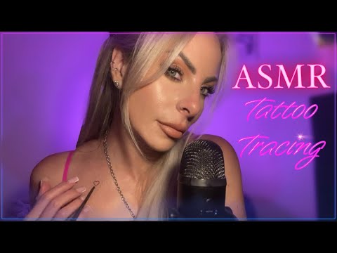 ASMR Personal Attention Face & Body Tracing Applying Temporary Tattoos On Myself & Tattoo Tracing