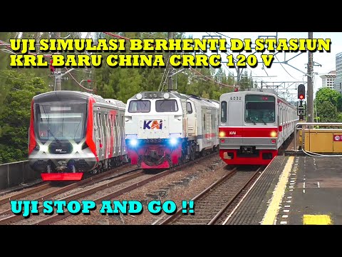 WOW!! RAMAINYA Kereta Api Baru Distasiun Tersibuk Gondangdia Jakarta Saat Uji Berhenti KRL Baru CRRC