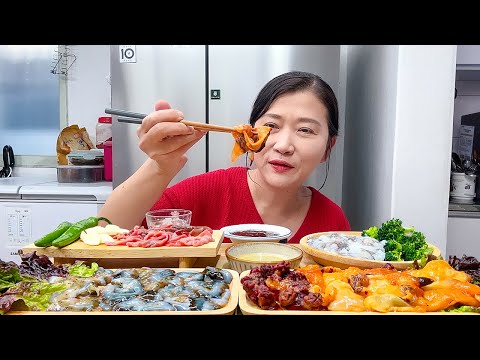 오랜만에 해산물 모둠 먹방 🤤 이사전날 개불 멍게 해삼 낙지 사다 먹었어요 🤤 RAW SEAFOOD PLATTER EATING SHOW