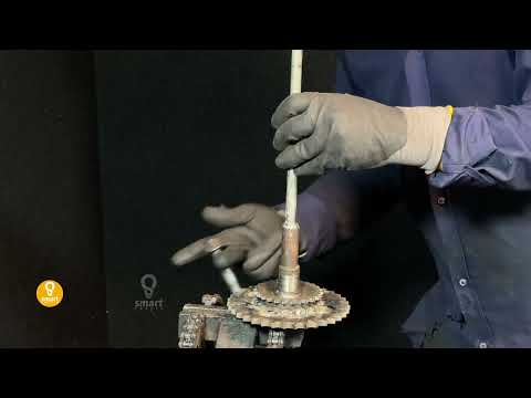 Mini wood drill made from motorcycle.